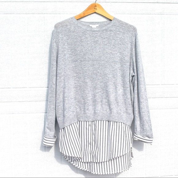 H&M Tops - H&M Gray and White Stripe Sweater Shirt Combo